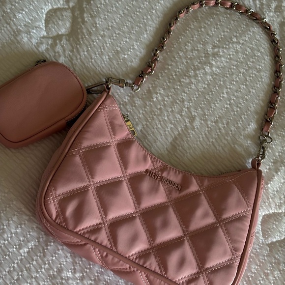 Steve Madden Handbags - Steve Madden Quilted Shoulder Bag in Blush Pink with Chain Strap
